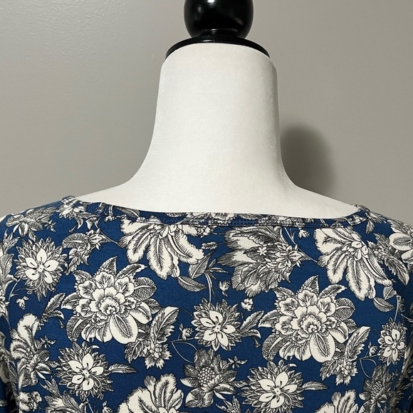 Haggar Clothing Petite 3/4 Sleeve Boatneck Tee Floral Print Stretch - Picture 7 of 11